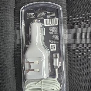 2.1A USB Charge Cord Car and wall Charger Set. cord 6.5 ft long